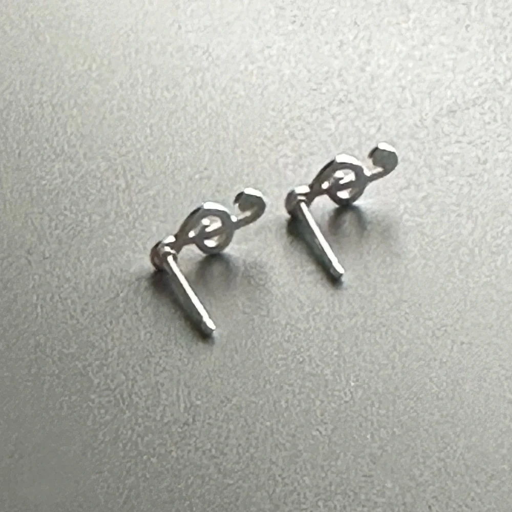 Sterling Silver Treble Clef Tiny Stud Earrings